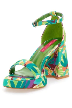 Sandali Verdi Con Fantasia Floreale Tacco 9,5 cm 201-BETTYFLOWERS Best