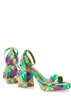 Sandali Verdi Con Fantasia Floreale Tacco 9,5 cm 201-BETTYFLOWERS Best