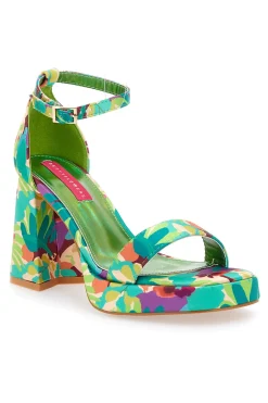 Sandali Verdi Con Fantasia Floreale Tacco 9,5 cm 201-BETTYFLOWERS Best