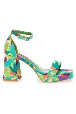 Sandali Verdi Con Fantasia Floreale Tacco 9,5 cm 201-BETTYFLOWERS Best