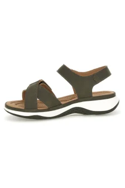 Sandali verdi con zeppa e fasce incrociate T18711-MIO TEMPO Clearance