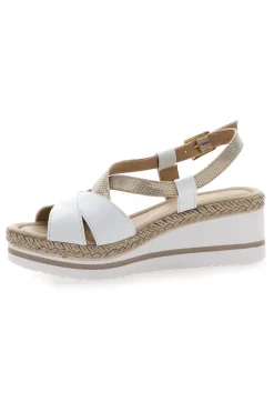 Sandalo Bianco e Platino con Zeppa Media DC611109-PITTARELLO LOOK Sale