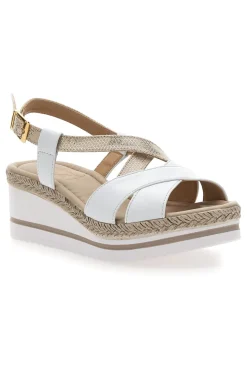 Sandalo Bianco e Platino con Zeppa Media DC611109-PITTARELLO LOOK Sale