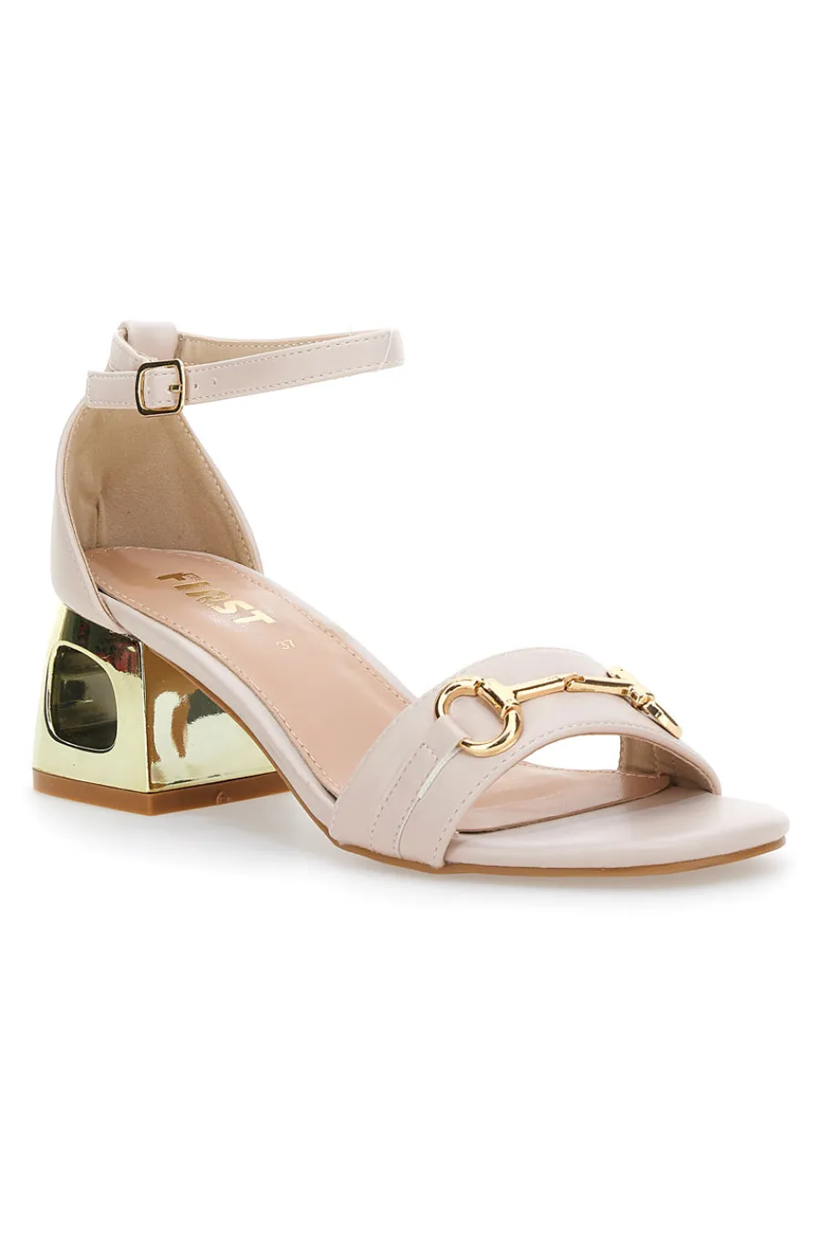 Sandalo con tacco 1602 Beige-THE FIRST New