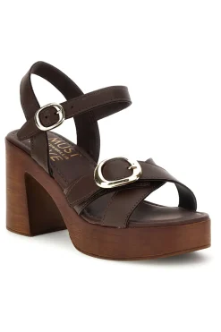 Sandalo marrone in pelle con tacco Must Have 11927-PITTARELLO Outlet