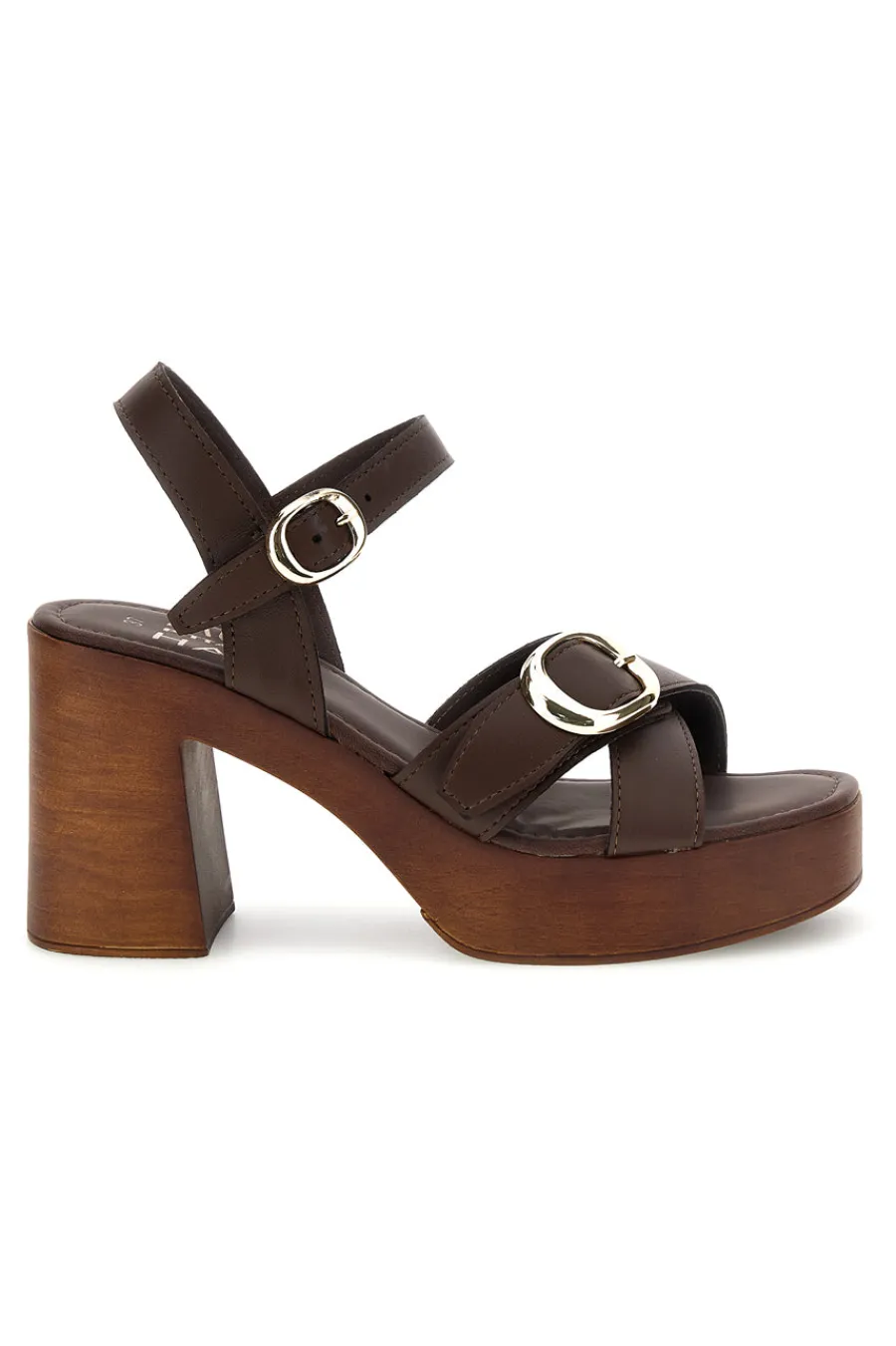 Sandalo marrone in pelle con tacco Must Have 11927-PITTARELLO Outlet