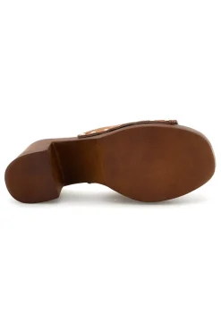 Sandalo marrone in pelle con tacco e borchie Must Have 11933-PITTARELLO Discount