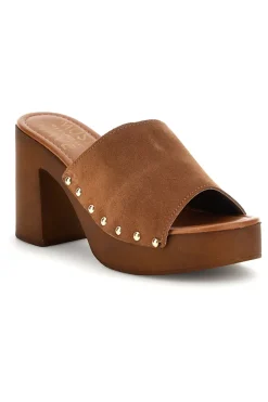 Sandalo marrone in pelle con tacco e borchie Must Have 11933-PITTARELLO Discount