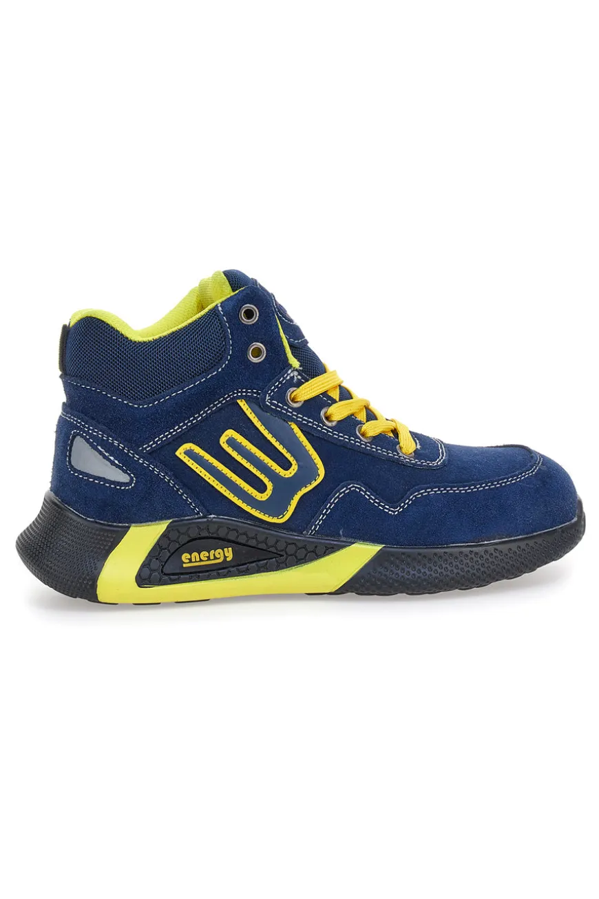 Scarpe antinfortunistiche alte blu inserti fluo S1P Blue energy BS195 S1PS SR