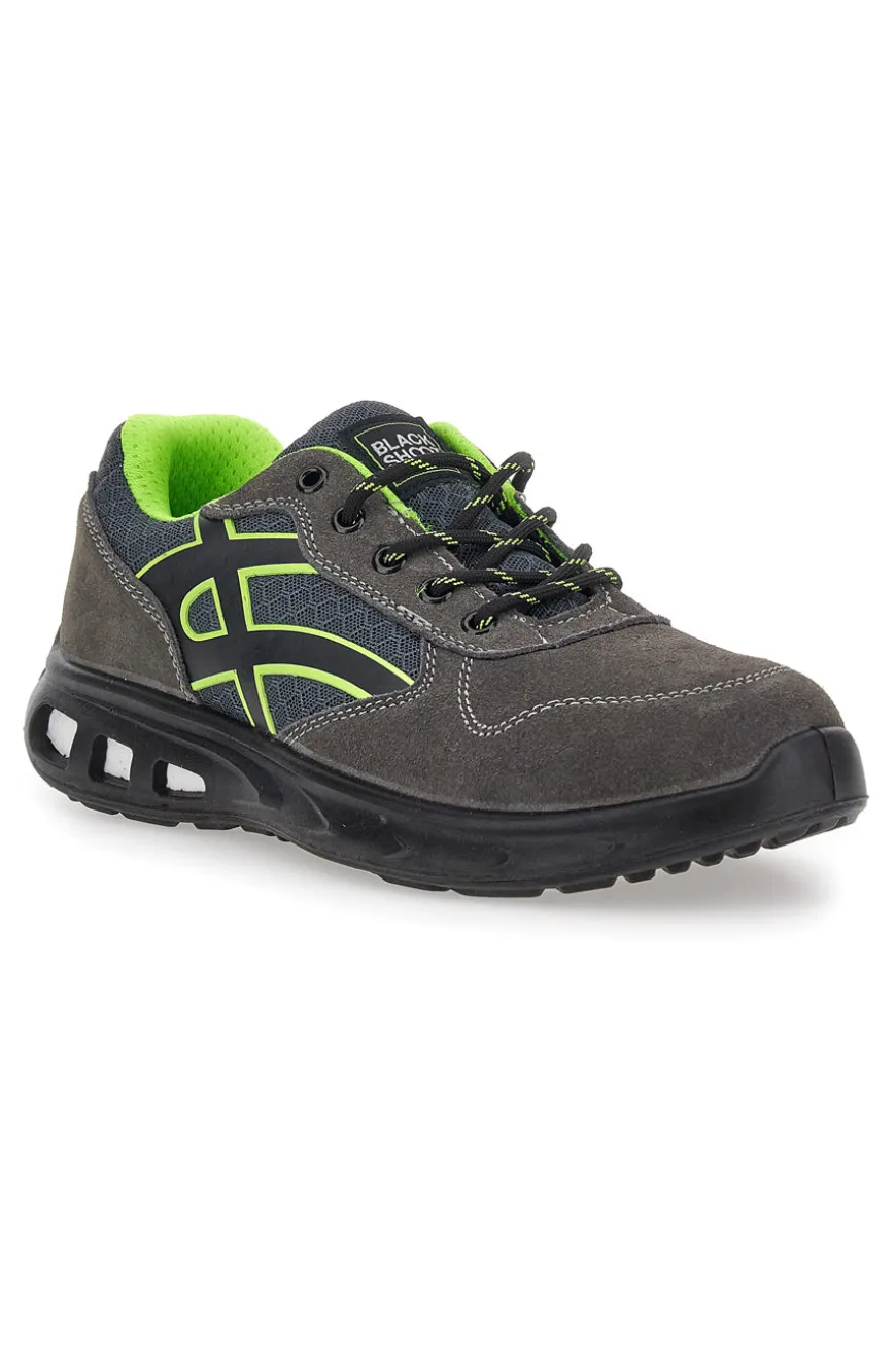 Scarpe antinfortunistiche basse grigie inserti fluo S1P Black shoot YL-5068-2 S1P