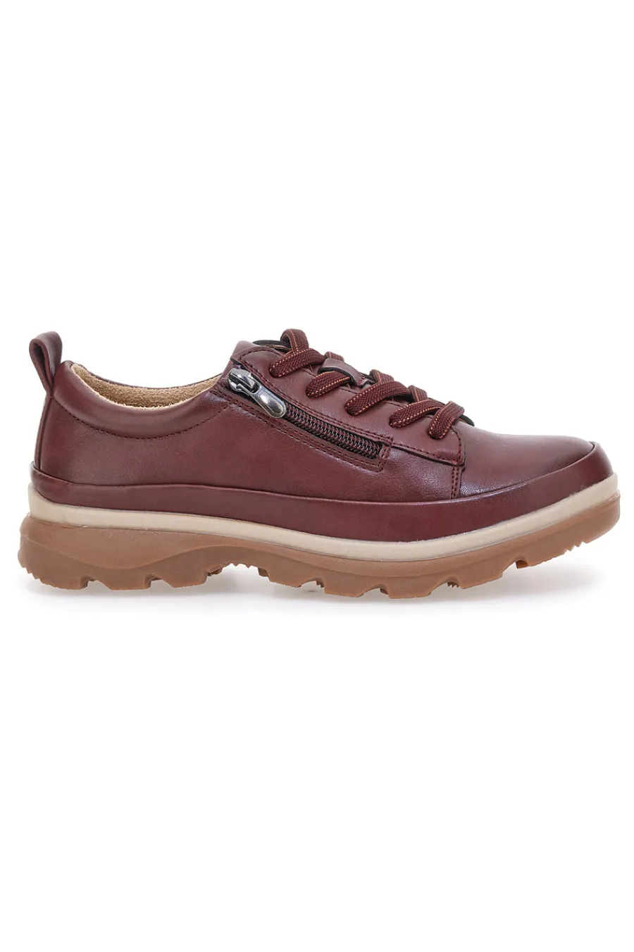Scarpe basse bordeaux con zip laterale e suola carrarmato 9-ALTEMBERG