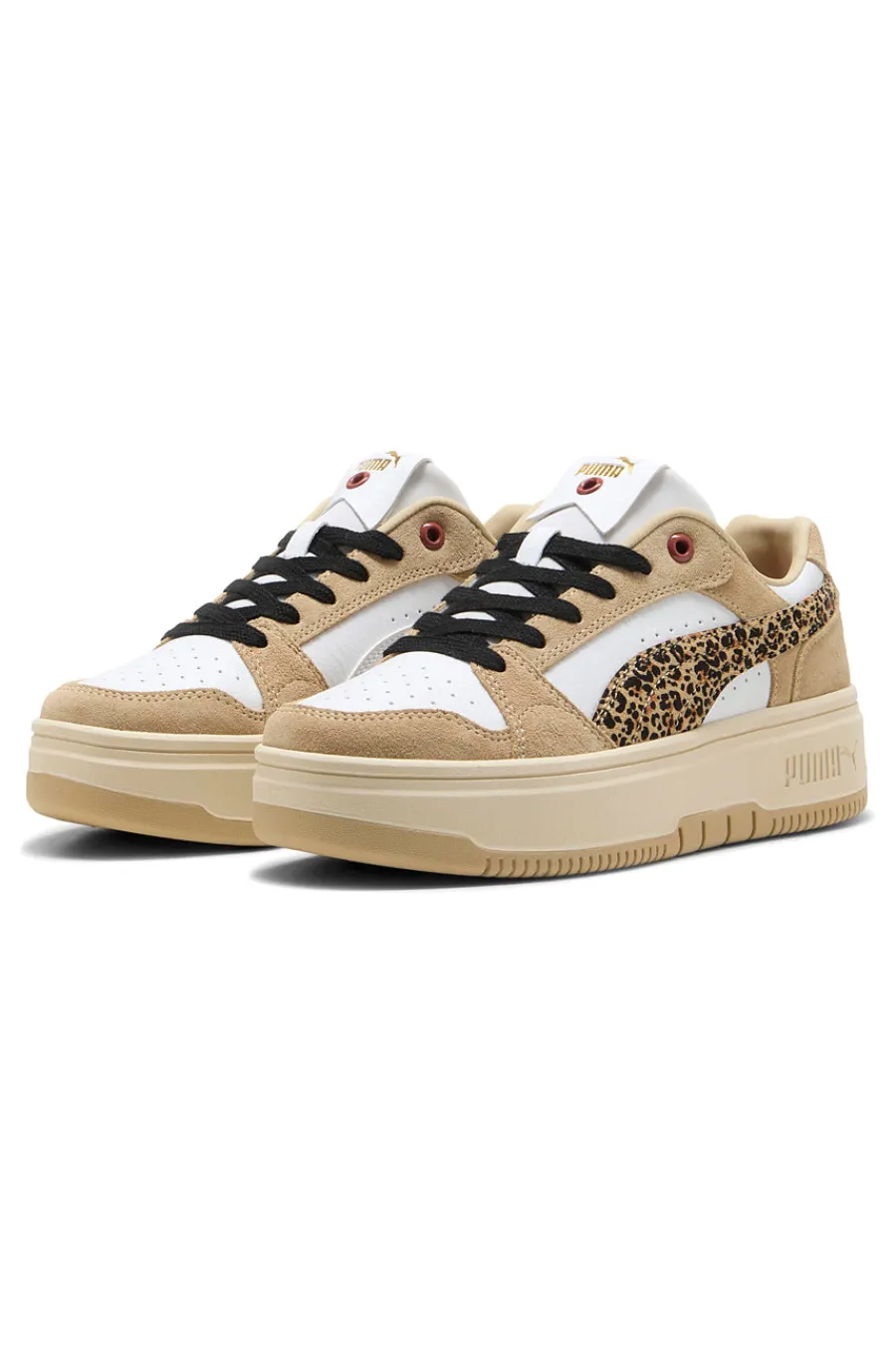 scarpe beige con dettagli animalier in suede Rebound Femme Low Animal-PUMA New