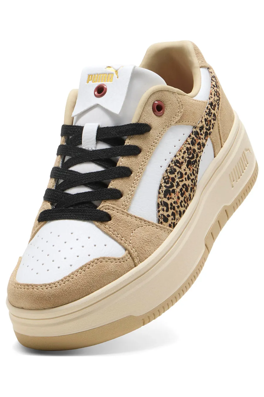 scarpe beige con dettagli animalier in suede Rebound Femme Low Animal-PUMA New