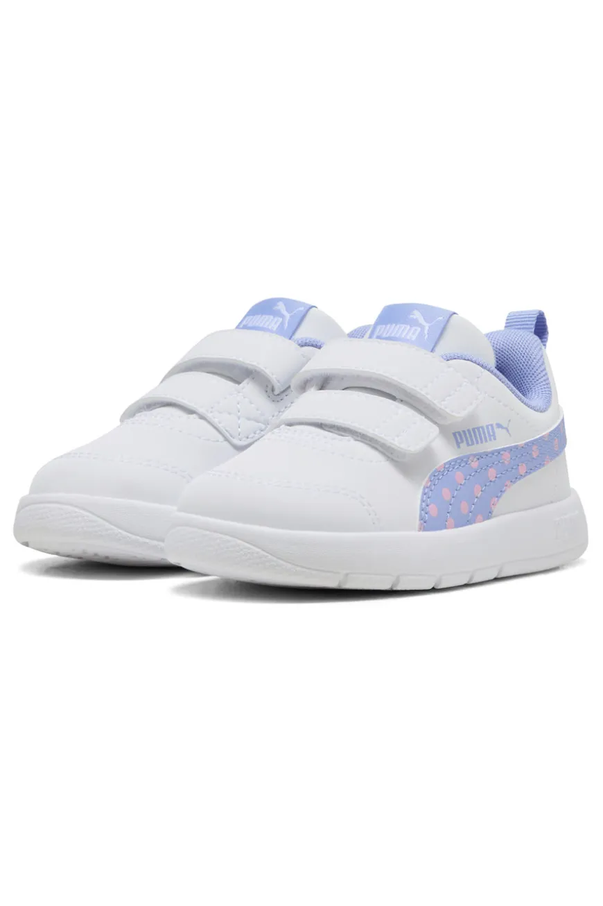 Scarpe bianche lilla con chiusura a strappo Puma Courtflex V3 Dotty V Inf
