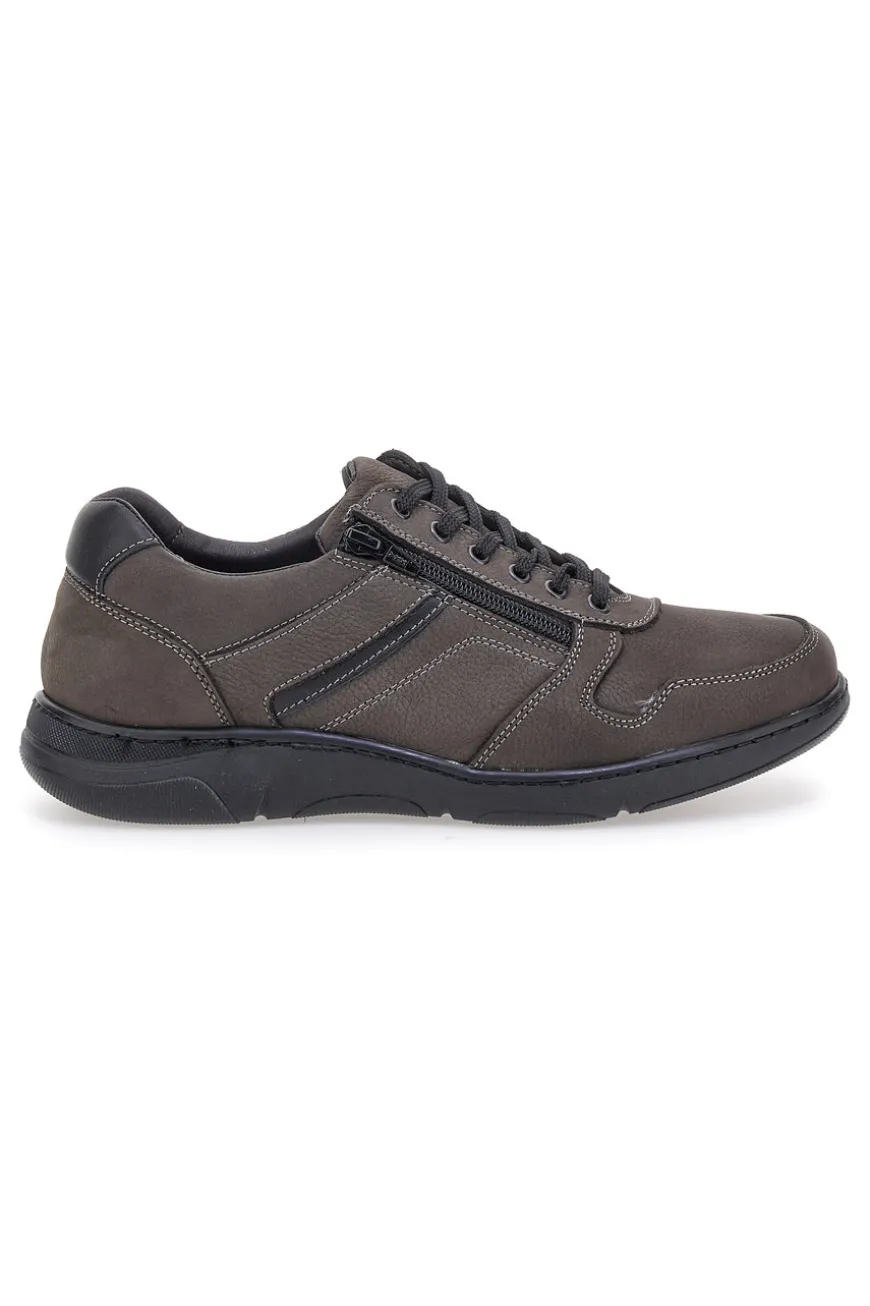 Scarpe casual grigie in vera pelle con zip laterale Pittarello Eco 25299008