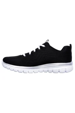 Scarpe da Allenamento Nere e Bianche con Tomaia in Skech Knit Mesh Graceful - Get Connected-SKECHERS Outlet