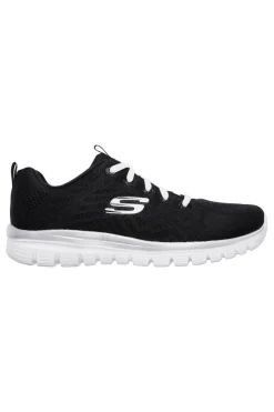 Scarpe da Allenamento Nere e Bianche con Tomaia in Skech Knit Mesh Graceful - Get Connected-SKECHERS Outlet