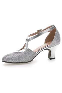 Scarpe da Ballo Argento con Tomaia Glitterata Made in Italy 5555-THE FIRST DANCE New