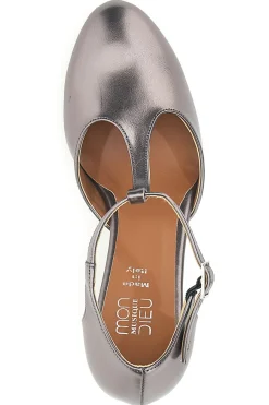 Scarpe da ballo color canna di fucile con cinturino a T e suola in pelle 112-MON DIEU Outlet