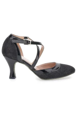 Scarpe da ballo nere con cinturini incrociati e suola in vera pelle 6331-THE FIRST DANCE New