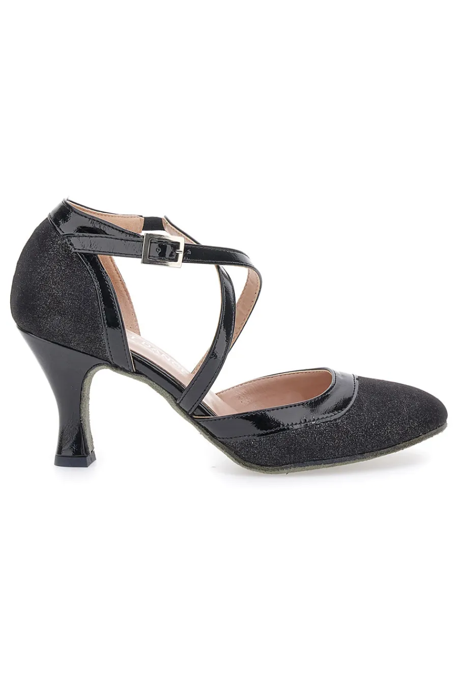 Scarpe da ballo nere con cinturini incrociati e suola in vera pelle 6331-THE FIRST DANCE New