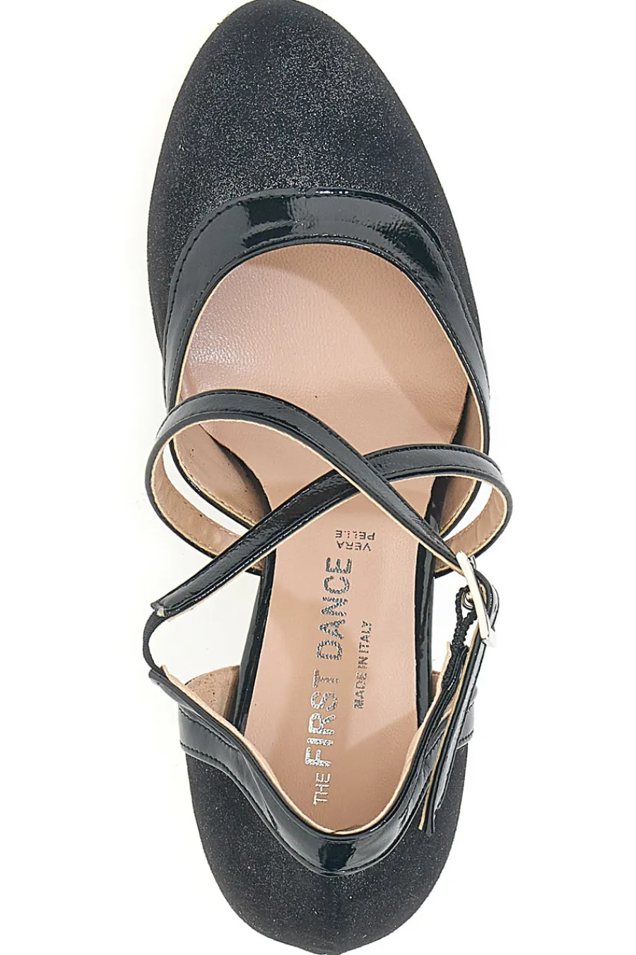 Scarpe da ballo nere con cinturini incrociati e suola in vera pelle 6331-THE FIRST DANCE New