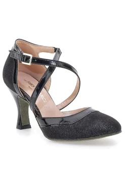 Scarpe da ballo nere con cinturini incrociati e suola in vera pelle 6331-THE FIRST DANCE New