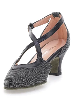 Scarpe da ballo nere con cinturino e suola in vera pelle 6555-THE FIRST DANCE