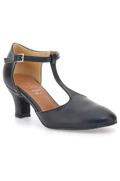 Scarpe da ballo nere con cinturino a T e suola in pelle 112-MON DIEU Discount