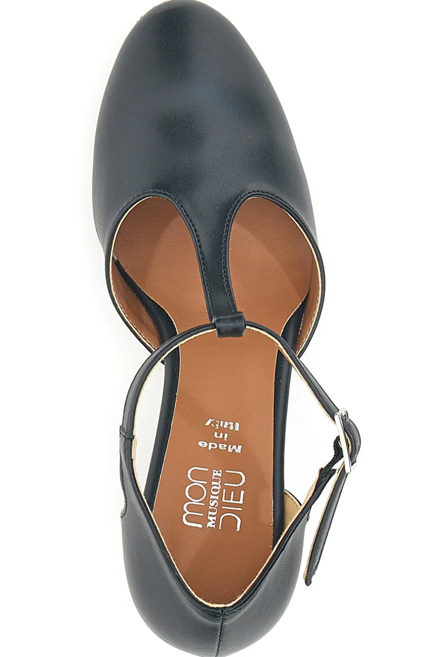 Scarpe da ballo nere con cinturino a T e suola in pelle 112-MON DIEU Discount