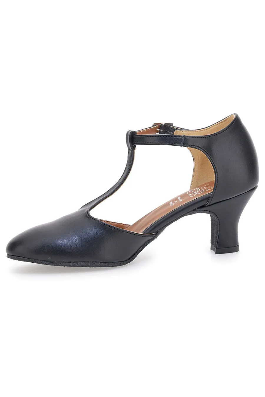 Scarpe da ballo nere con cinturino a T e suola in pelle 112-MON DIEU Discount