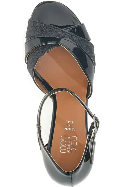 Scarpe da ballo nere intrecciate con cinturino e suola in pelle 113-MON DIEU Discount