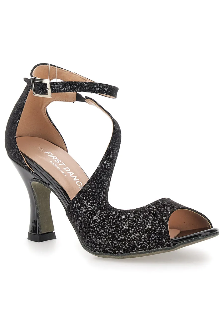 Scarpe da ballo nere open toe con cinturino alla caviglia 6514-THE FIRST DANCE