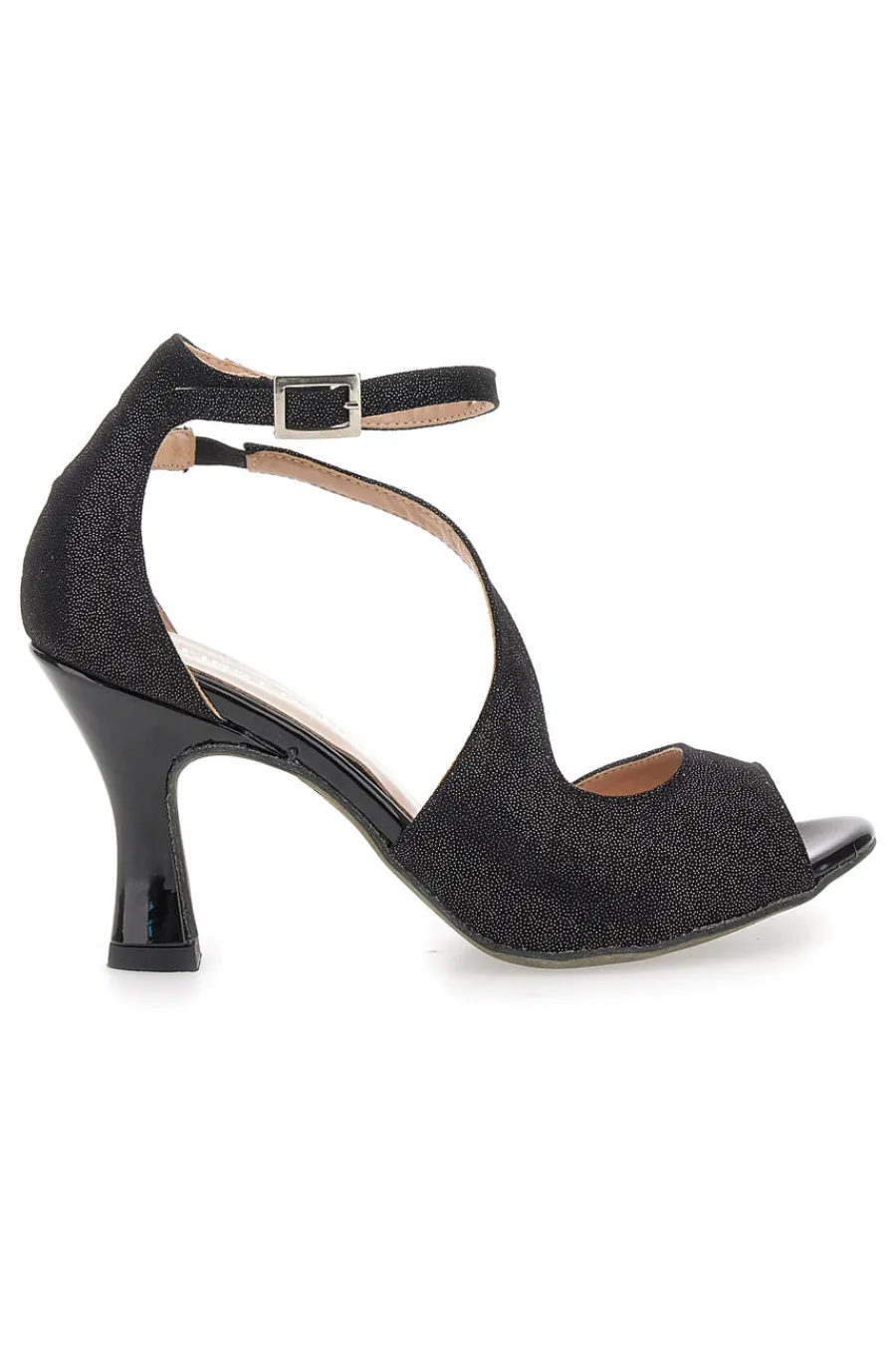 Scarpe da ballo nere open toe con cinturino alla caviglia 6514-THE FIRST DANCE
