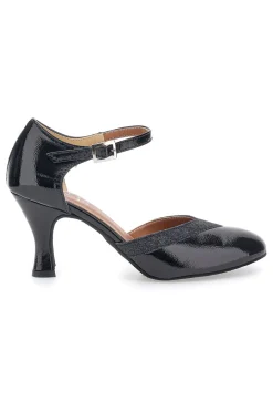 Scarpe da ballo nere vernice con cinturino e suola in pelle 211-MON DIEU MUSIQUE Clearance