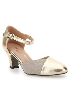 Scarpe da ballo oro con cinturino e tacco medio 6552-THE FIRST DANCE Sale