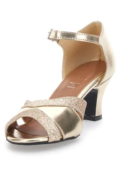 Scarpe da Ballo Platino con Cinturino alla Caviglia e Tacco Medio 14-MON DIEU MUSIQUE Sale