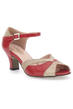Scarpe da Ballo Rosse e Platino con Cinturino e Dettagli Scintillanti 5129-THE FIRST DANCE Clearance