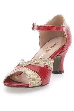 Scarpe da Ballo Rosse e Platino con Cinturino e Dettagli Scintillanti 5129-THE FIRST DANCE Clearance