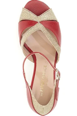 Scarpe da Ballo Rosse e Platino con Cinturino e Dettagli Scintillanti 5129-THE FIRST DANCE Clearance