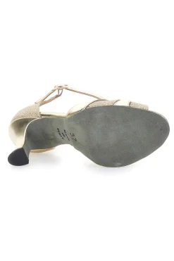 Scarpe da Ballo T-Bar Oro con Punta Aperta e Dettagli Scintillanti 5622-THE FIRST DANCE Clearance