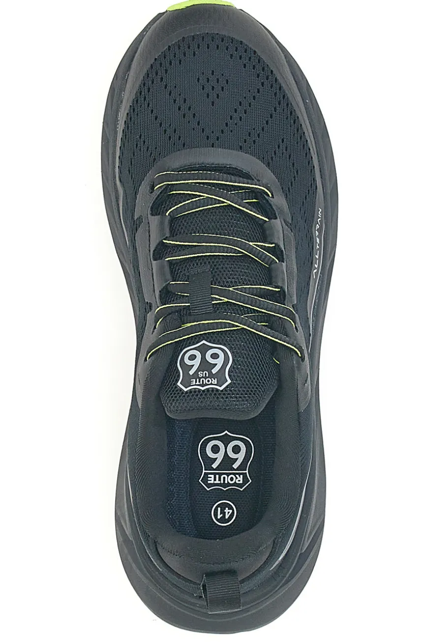 Scarpe da ginnastica nere con dettagli lime Route 66 RO51038D