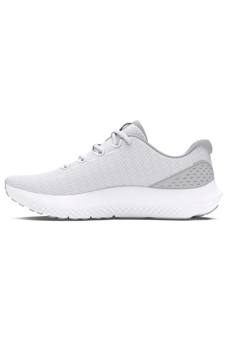 Scarpe da running bianco e grigio chiaro con mesh traspirante e Charged Cushioning Under armour Charged Surge 4