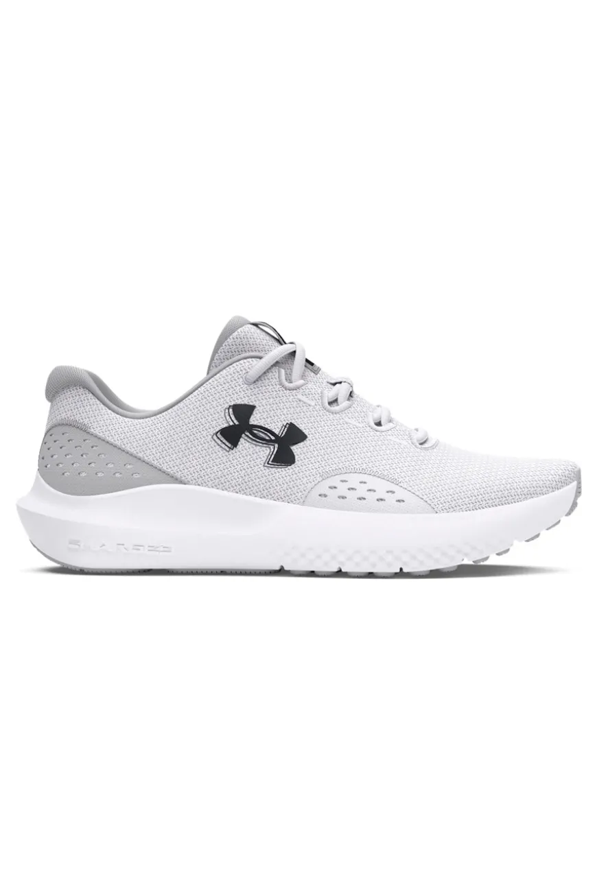Scarpe da running bianco e grigio chiaro con mesh traspirante e Charged Cushioning Under armour Charged Surge 4