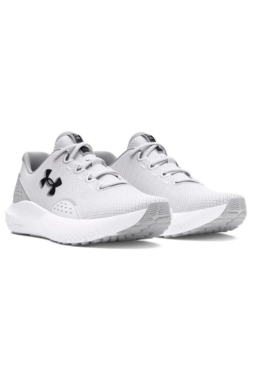 Scarpe da running bianco e grigio chiaro con mesh traspirante e Charged Cushioning Under armour Charged Surge 4
