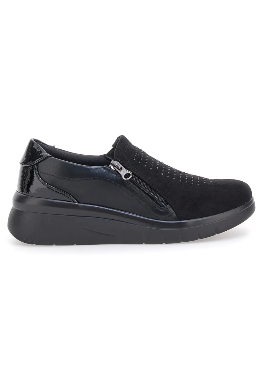 Scarpe nere con brillantini e cerniera laterale H2301017-PRIMA RIGA Hot