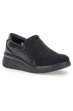 Scarpe nere con brillantini e cerniera laterale H2301017-PRIMA RIGA Hot