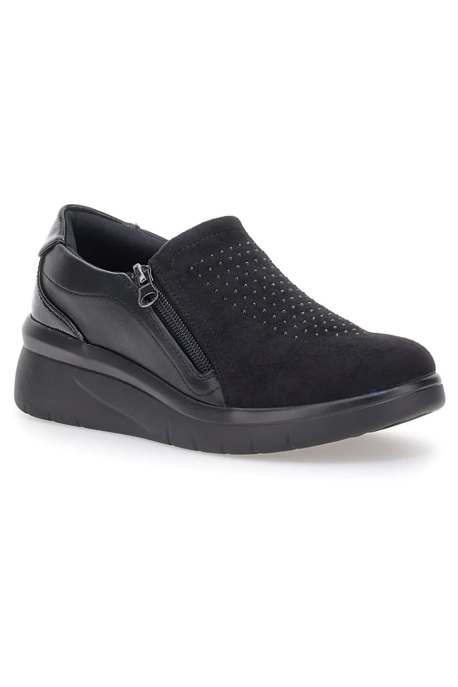 Scarpe nere con brillantini e cerniera laterale H2301017-PRIMA RIGA Hot
