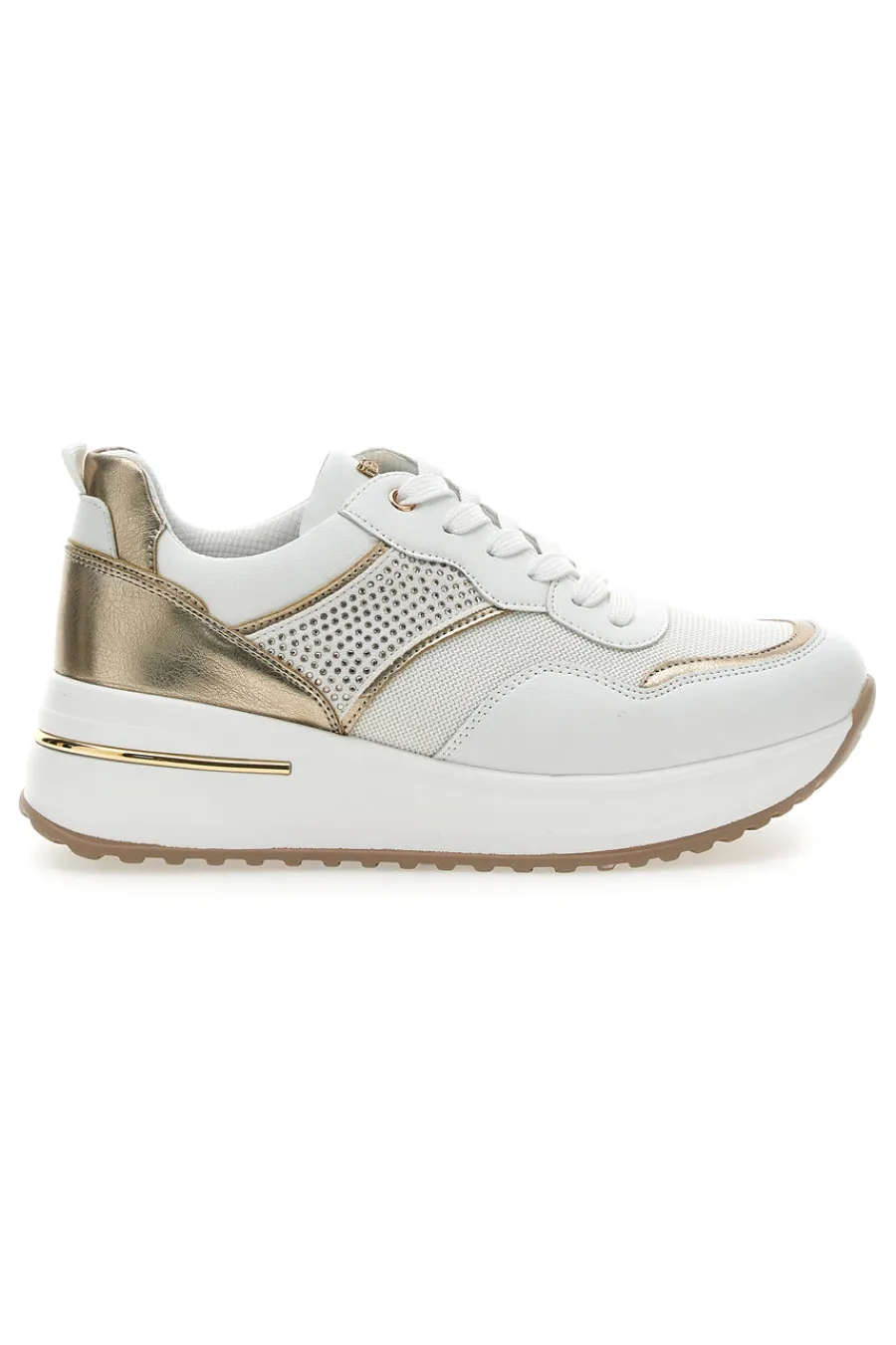 Scarpe Stringate Bianche e Oro con Platform 422 IN-INBLU