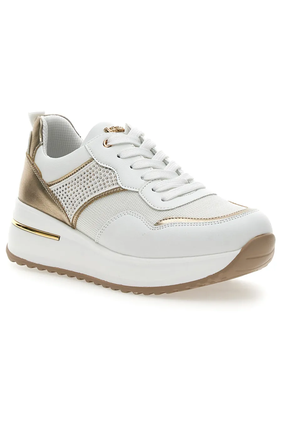 Scarpe Stringate Bianche e Oro con Platform 422 IN-INBLU